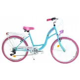 Meisjesfiets - 24 inch fiets - 6 versnellingen - blauw roze