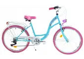 Meisjesfiets - 24 inch fiets - 6 versnellingen - blauw roze