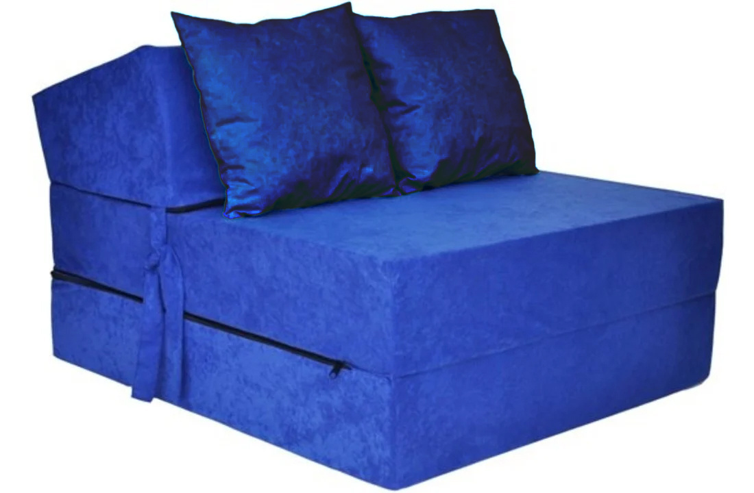 Luxe logeermatras - blauw - camping matras - reismatras - opvouwbaar matras - 200 x 70 x 15 - met licht blauwe kussens