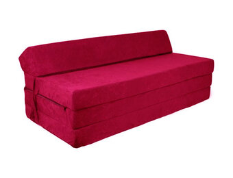 Opvouwbaar matras met hoofdkussen - Wasbare hoes - 200cm x 120cm x 10cm - bordeaux