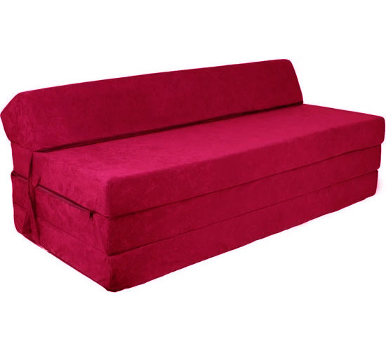 Opvouwbaar matras met hoofdkussen - Wasbare hoes - 200cm x 120cm x 10cm - bordeaux