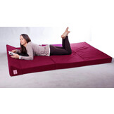 Opvouwbaar matras met hoofdkussen - Wasbare hoes - 200cm x 120cm x 10cm - bordeaux