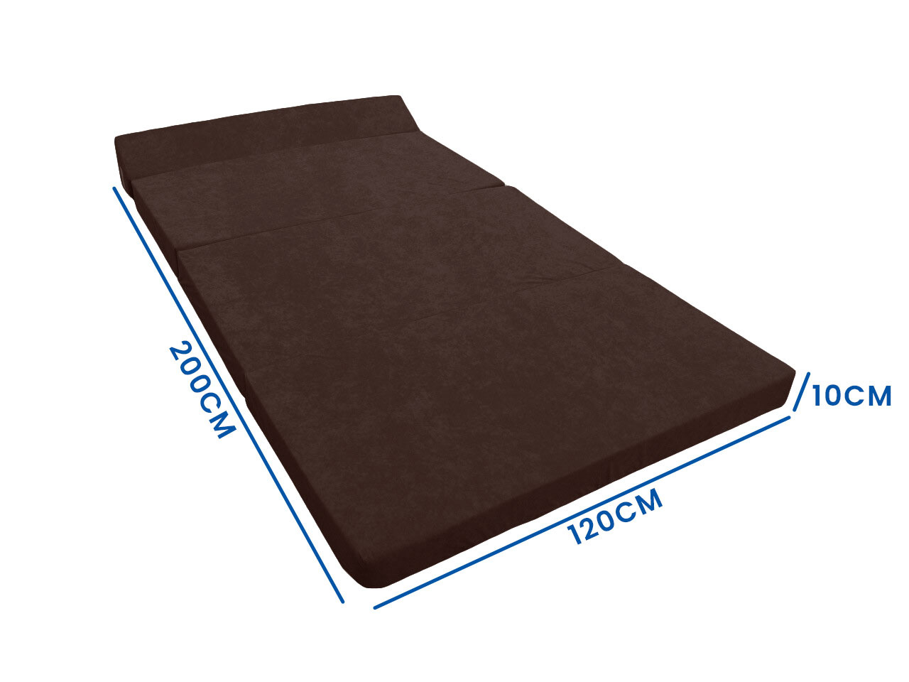 Opvouwbaar matras met hoofdkussen - Wasbare hoes - 200cm x 120cm x 10cm - Bruin
