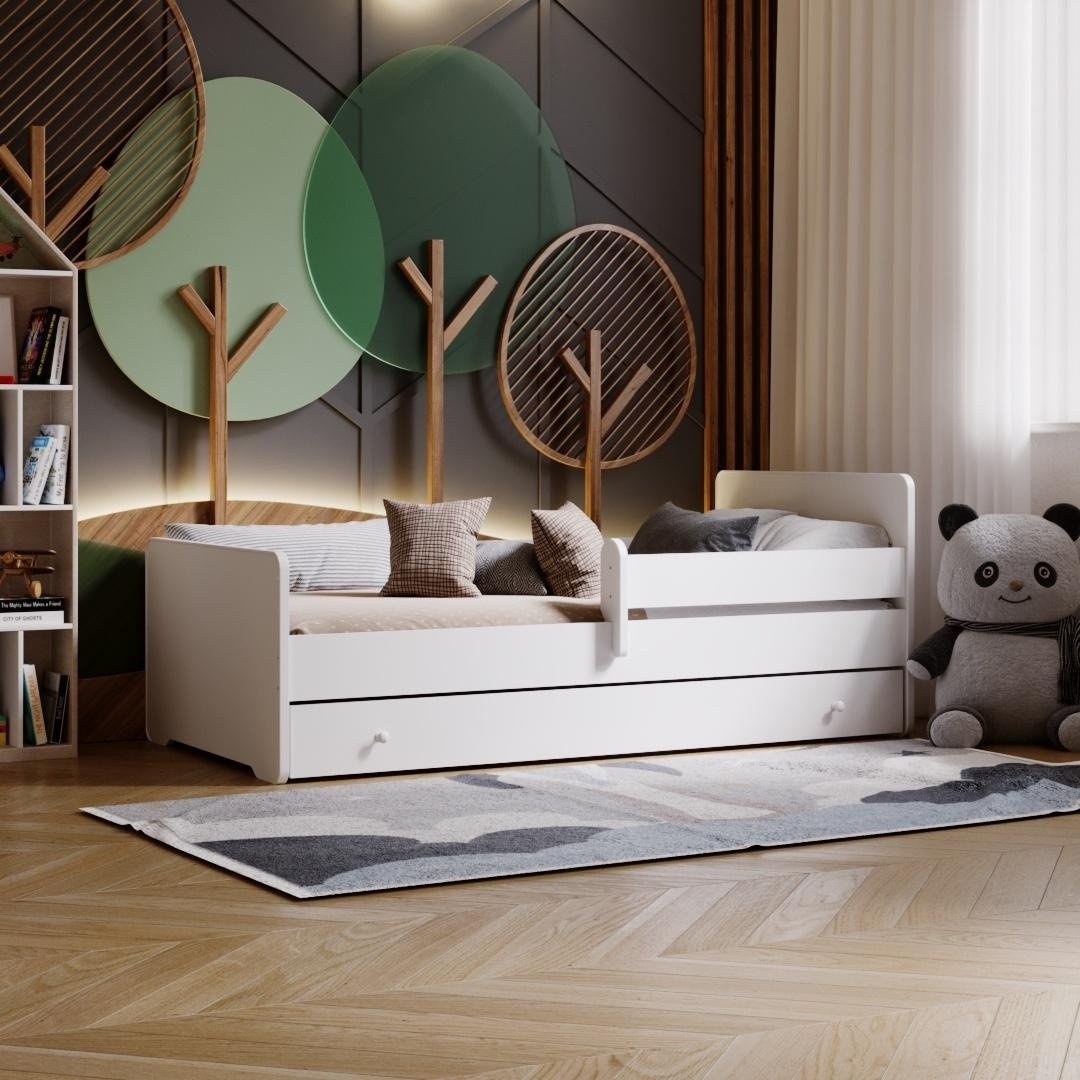 Peuterbed MAX - 160x80 cm - met lade en uitvalbeveiliging - wit