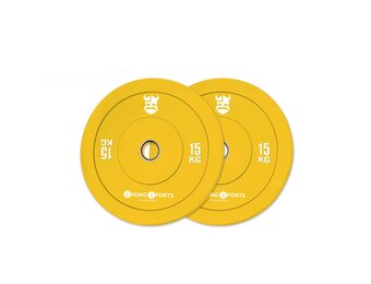 Bumper plates - rubberen halterschijf - 15 kg - Ø 45cm - geel