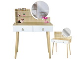 Make up tafel met spiegel - kaptafel - 80x40x122cm - beuken wit