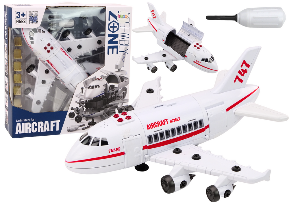 DIY vliegtuig - wit met rood - inclusief gereedschap - 38x35.5 cm