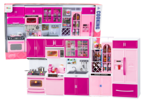 Keuken poppenhuis - 60x33x7 cm - licht en geluid - inclusief accessoires