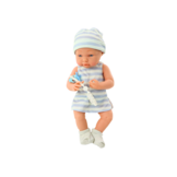 Babypop - blauw/wit outfit - beweegbare ledematen - incl accessoires