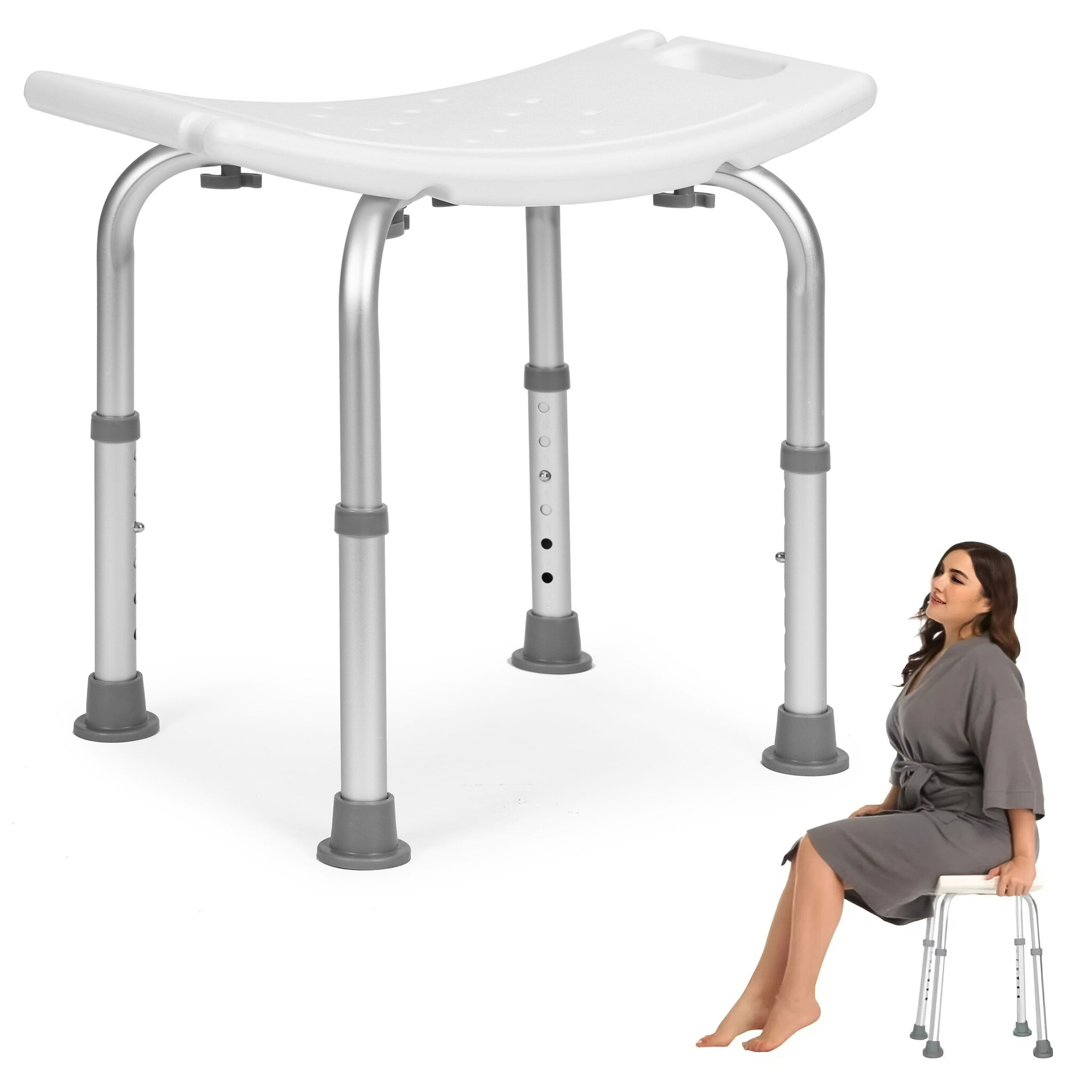 Douchekruk - aluminium frame - verstelbare hoogte - anti-slip doppen