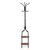 Staande kapstok - zwart metaal - 8 haken - 2 planken