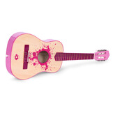 Kindergitaar - hout - 6 snaren - 86x31x8,5 cm - roze