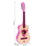 Kindergitaar - hout - 6 snaren - 86x31x8,5 cm - roze