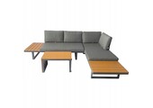 Loungeset tuin - aluminium - hoekbank en tafel - waterbestendige kussens