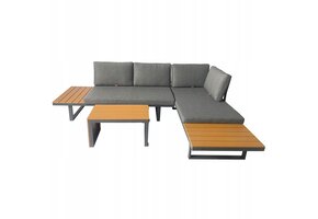 Loungeset tuin - aluminium - hoekbank en tafel - waterbestendige kussens