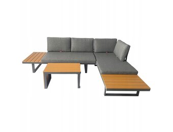 Loungeset tuin - aluminium - hoekbank en tafel - waterbestendige kussens