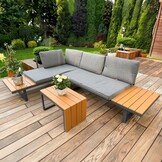 Loungeset tuin - aluminium - hoekbank en tafel - waterbestendige kussens