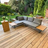Loungeset tuin - aluminium - hoekbank en tafel - waterbestendige kussens