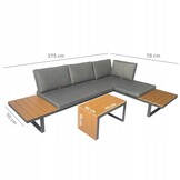 Loungeset tuin - aluminium - hoekbank en tafel - waterbestendige kussens