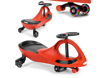 Wiggle car - wiebel auto - met LED-verlichte wielen - rood