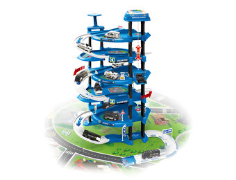 Speelgoed garage - politie - 5 niveaus - met 2 auto's en helikopter - 46x54x84 cm