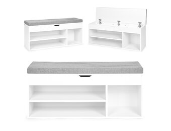 Schoenenkast - spaanplaat - opklapbaar zitje - 3 extra planken