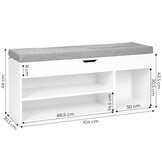 Schoenenkast - spaanplaat - opklapbaar zitje - 3 extra planken