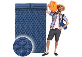 Opblaasbaar matras - tweepersoons - donkerblauw - waterbestendig - 195x120x7cm