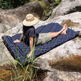 Opblaasbaar matras - tweepersoons - donkerblauw - waterbestendig - 195x120x7cm
