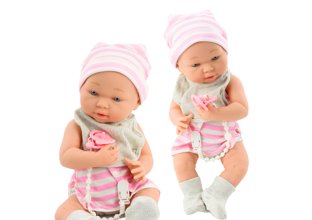Babypop - wit en roze - inclusief accessoires - 42x18x10 cm -