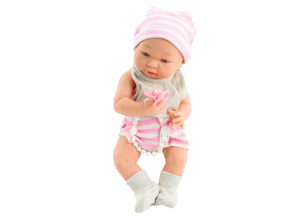 Babypop - wit en roze - inclusief accessoires - 42x18x10 cm -