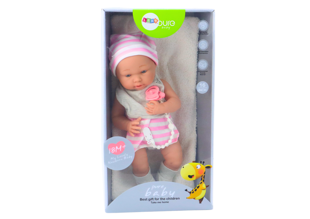 Babypop - wit en roze - inclusief accessoires - 42x18x10 cm -