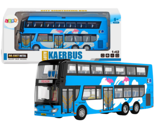 Speelgoed bus - blauw - lichteffecten - 29x10.5x6 cm