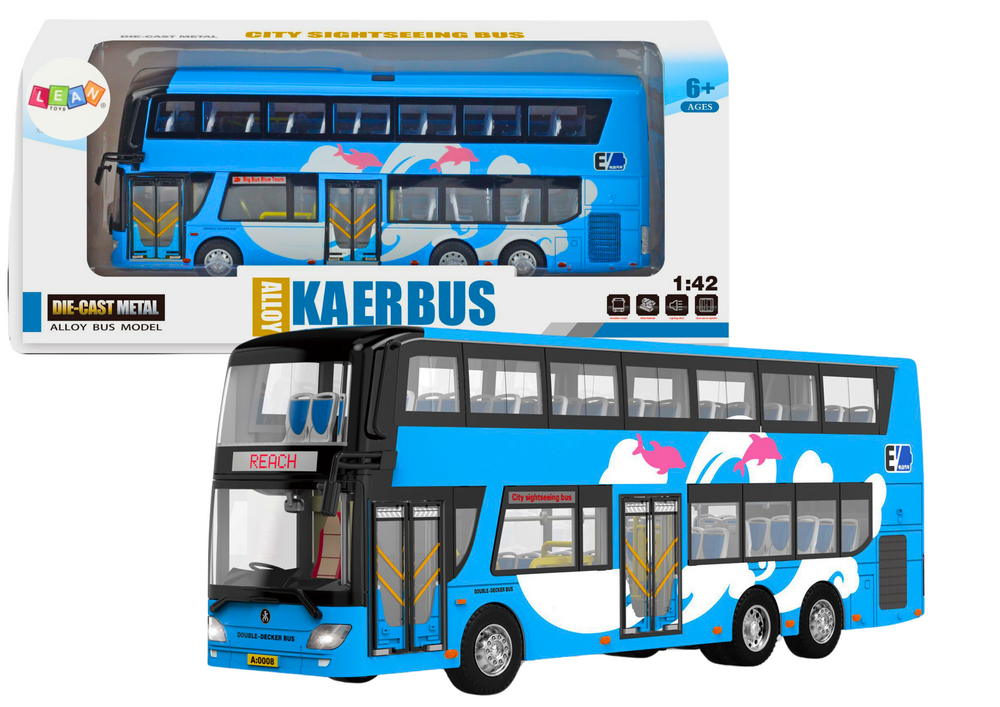Speelgoed bus - blauw - lichteffecten - 29x10.5x6 cm
