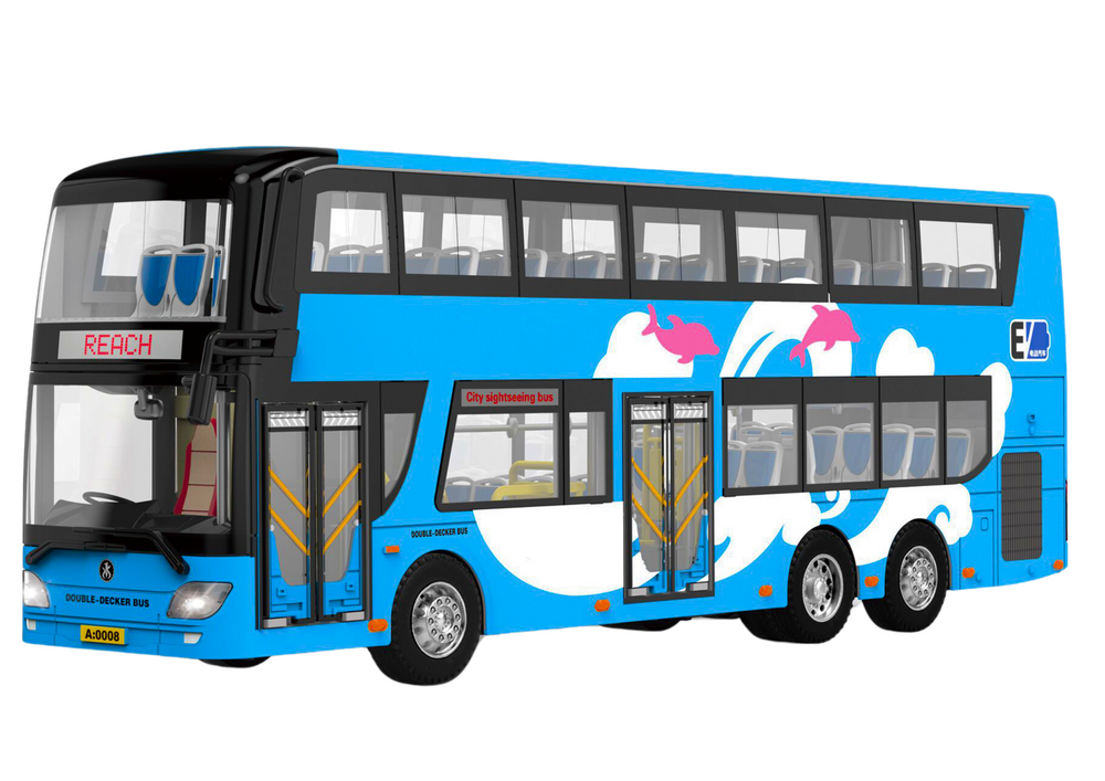 Speelgoed bus - blauw - lichteffecten - 29x10.5x6 cm