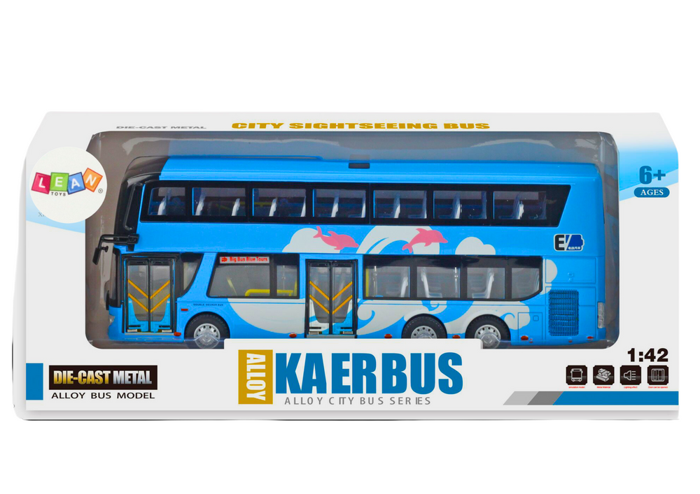 Speelgoed bus - blauw - lichteffecten - 29x10.5x6 cm