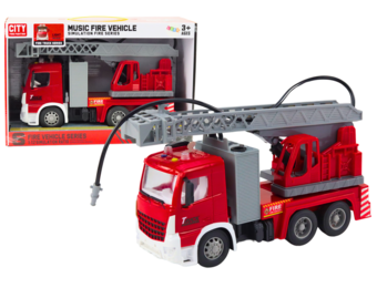 Speelgoed brandweerauto - 31x15x12 cm - verstelbare ladder - licht en geluid