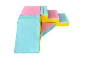 Schuimglijbaan - 40 cm hoog - roze, blauw, geel (pastel)