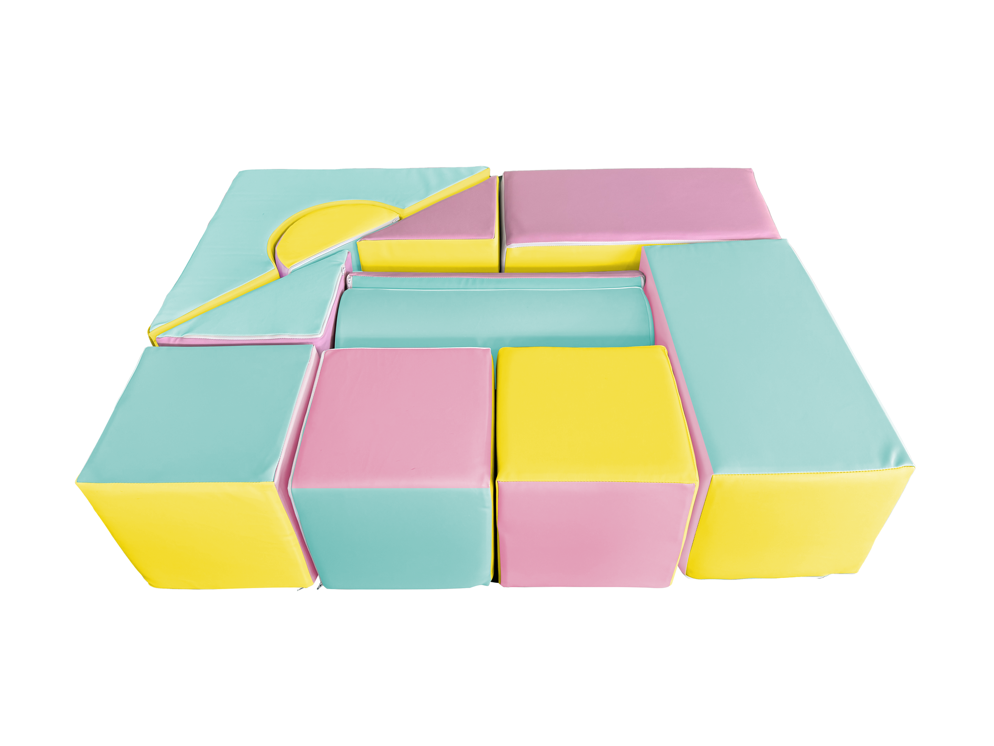 Grote schuimen bouwblokken - 11 stuks - gekleurd - roze, blauw, geel (pastel)