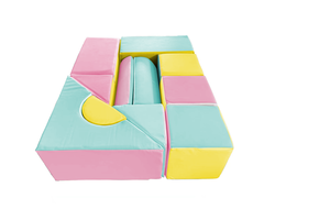 Grote schuimen bouwblokken - 11 stuks - gekleurd - roze, blauw, geel (pastel)