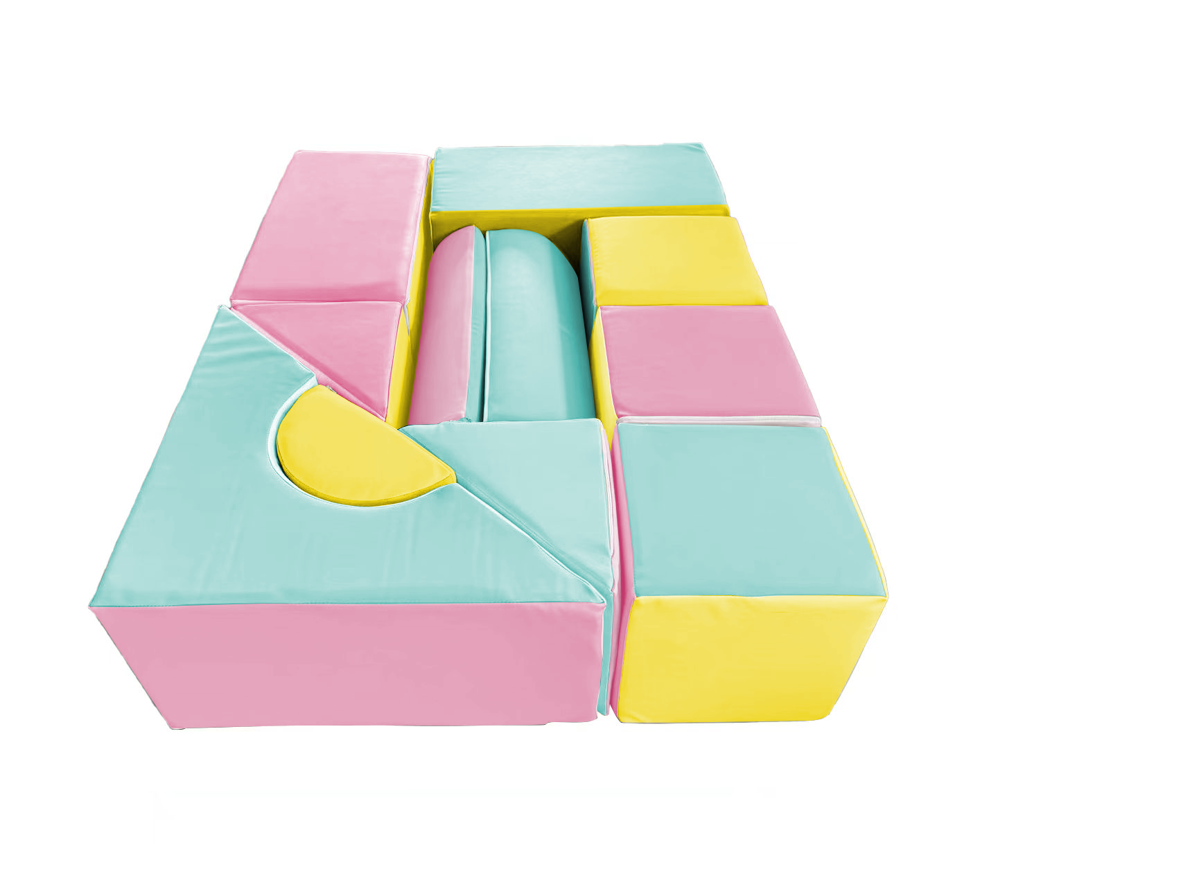 Grote schuimen bouwblokken - 11 stuks - gekleurd - roze, blauw, geel (pastel)