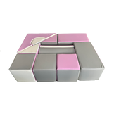 Bouwblokken schuim 11 stuks wit, licht paars & grijs