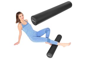 Foam roller - zwart - 90x15 cm - medium-hard