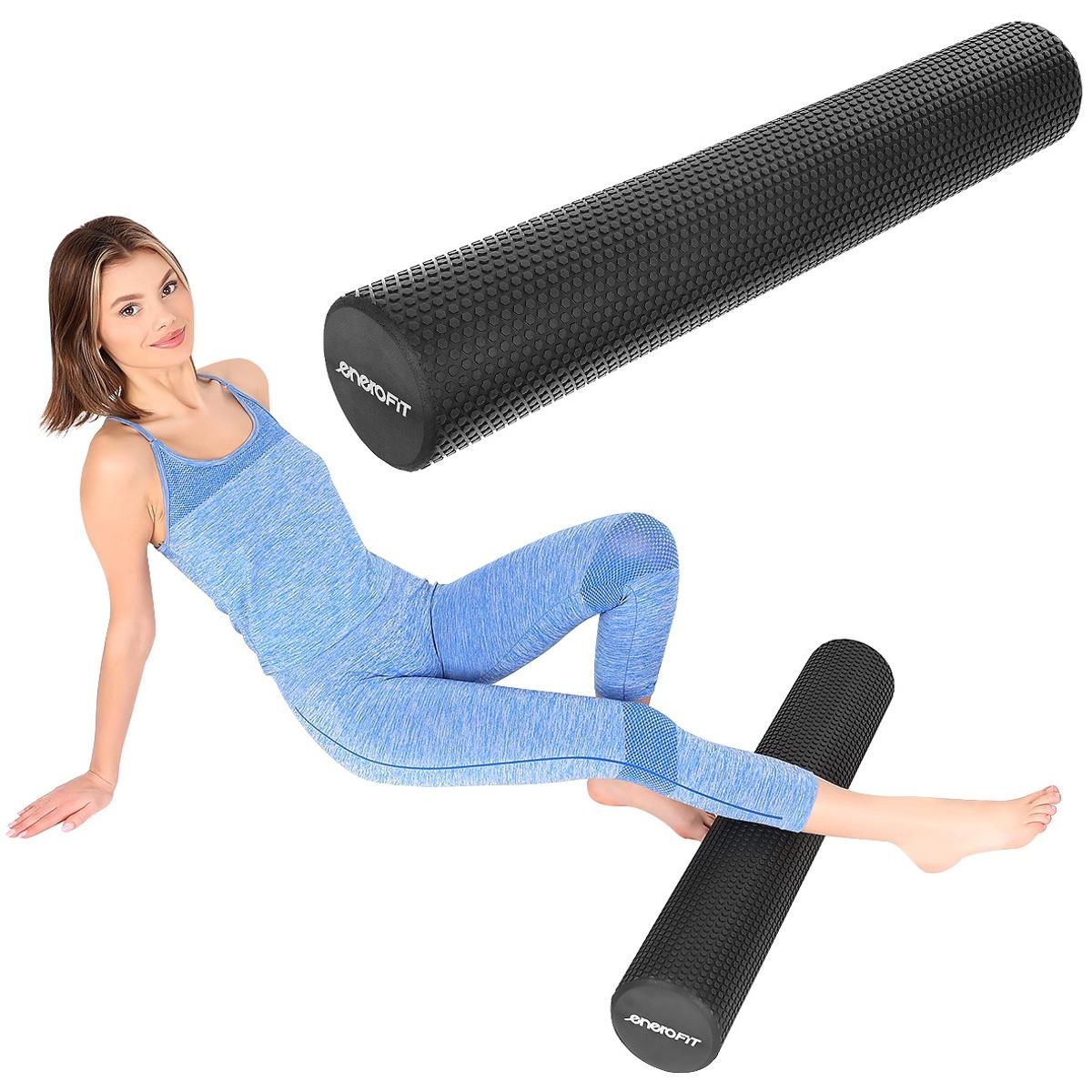Foam roller - zwart - 90x15 cm - medium-hard