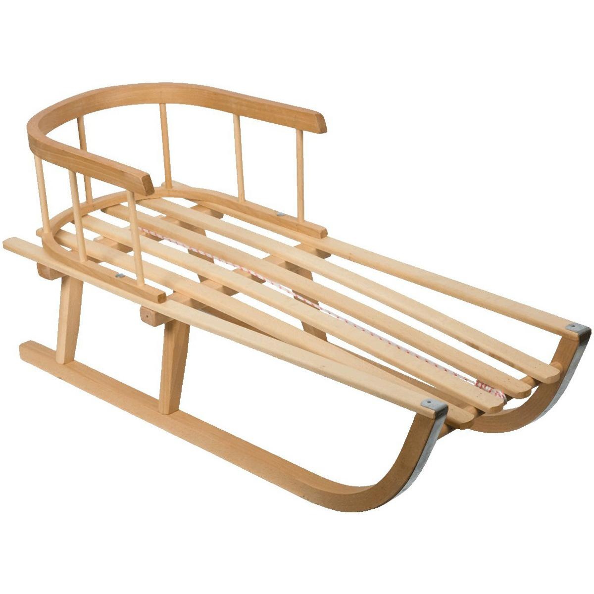 Houten slee - met rugleuning - 34x88x39 cm - max 50 kg