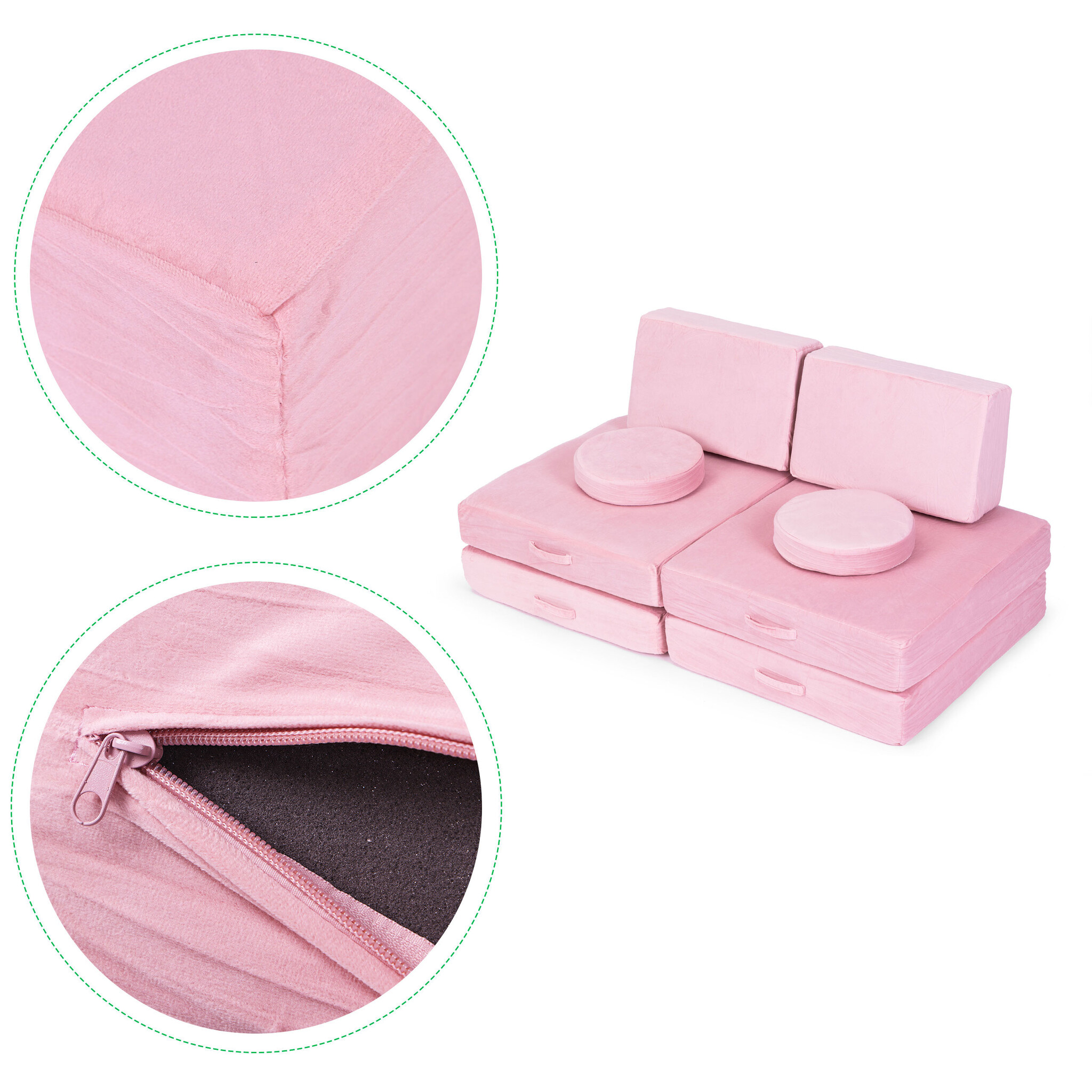 Kinder fauteuil - 8-delig - roze - 120 kg belastbaar