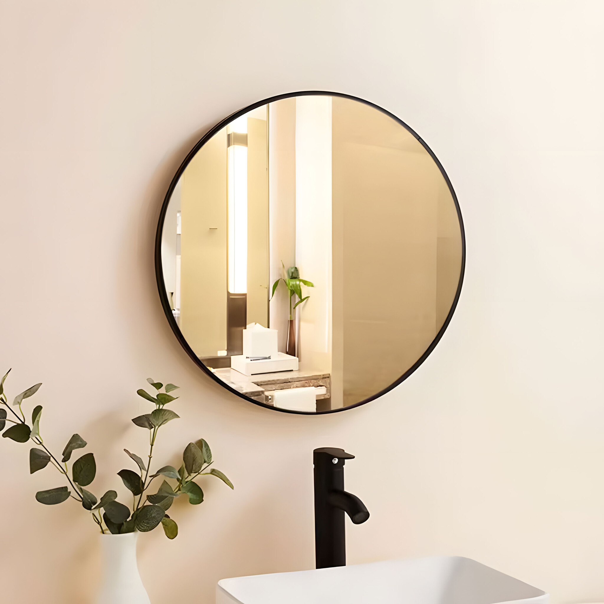 Ronde spiegel - badkamerspiegel - wandspiegel - 60 cm - zwart