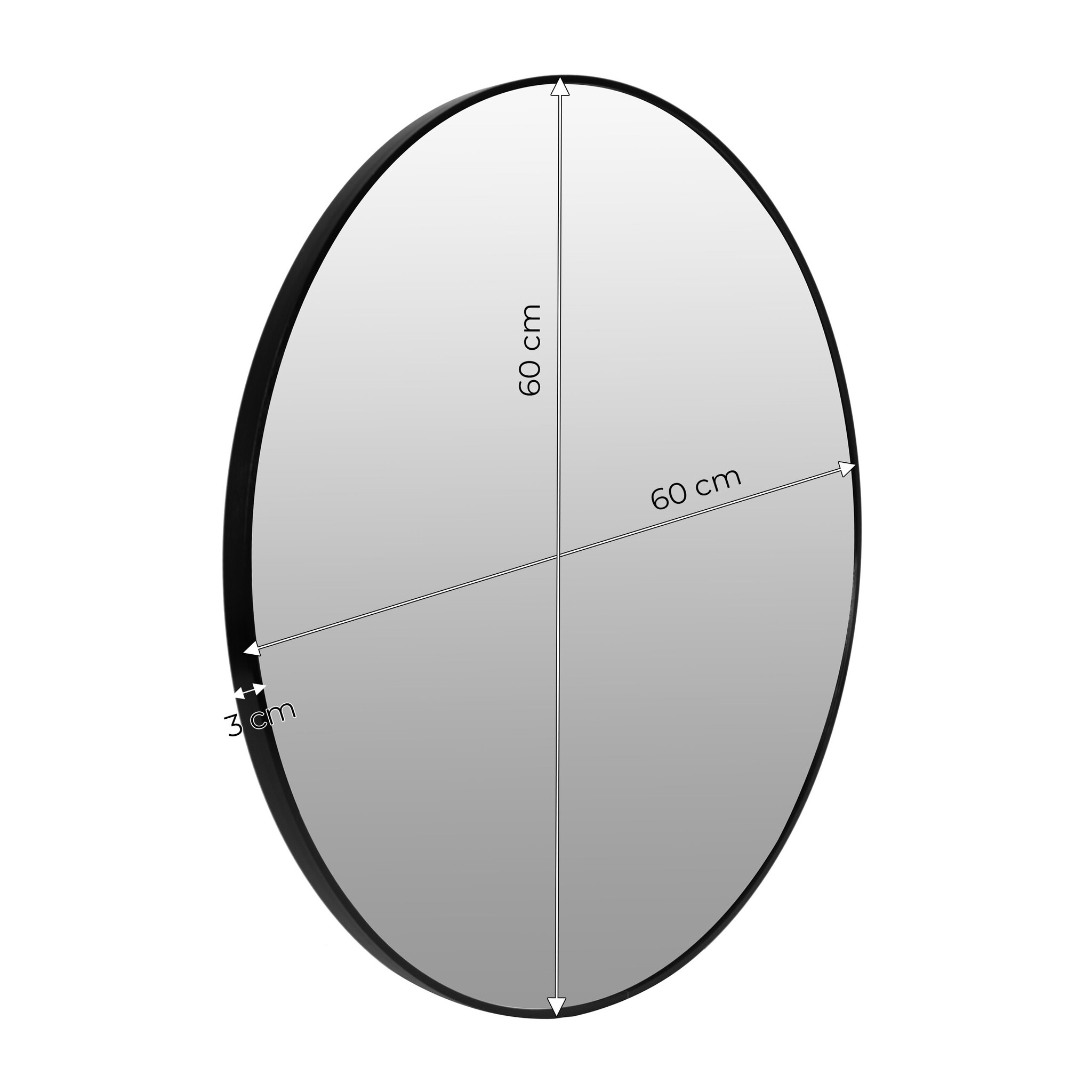 Ronde spiegel - badkamerspiegel - wandspiegel - 60 cm - zwart