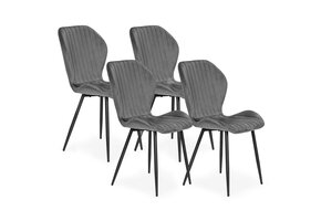 Velvet eetkamerstoel - set van 4 eettafel stoelen - grijs