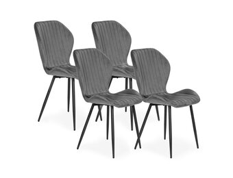 Velvet eetkamerstoel - set van 4 eettafel stoelen - grijs